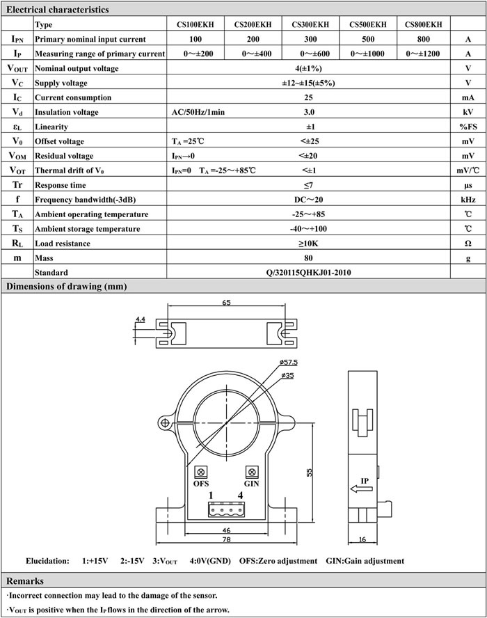 CS800EKH Open Loop Hall Effect Split Core Current Sensors